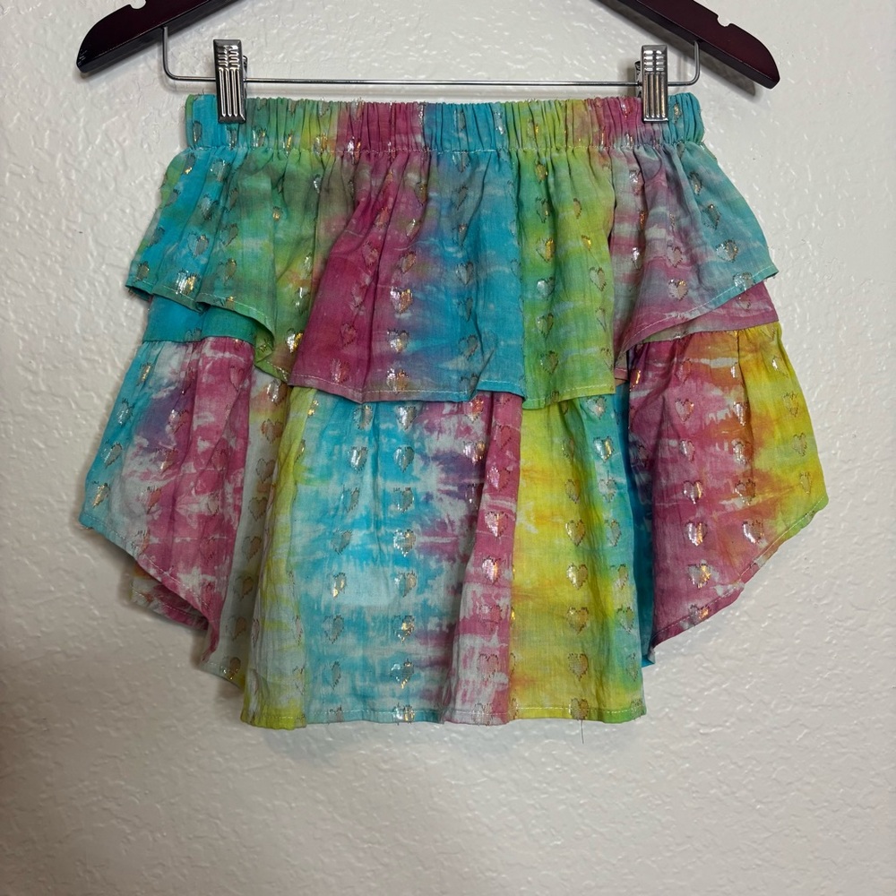 NWT Koch Sunset Charm Tie Dye Ruffle Tier Ivy Mini Skirt Size Medium - Picture 7 of 7